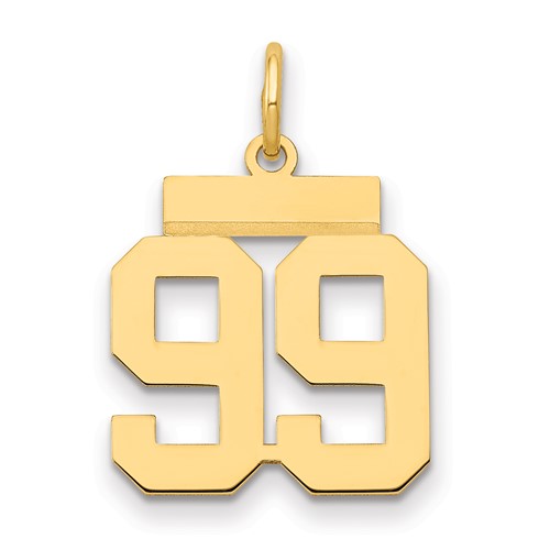 14K Yellow Gold Small Polished Number 99 Charm