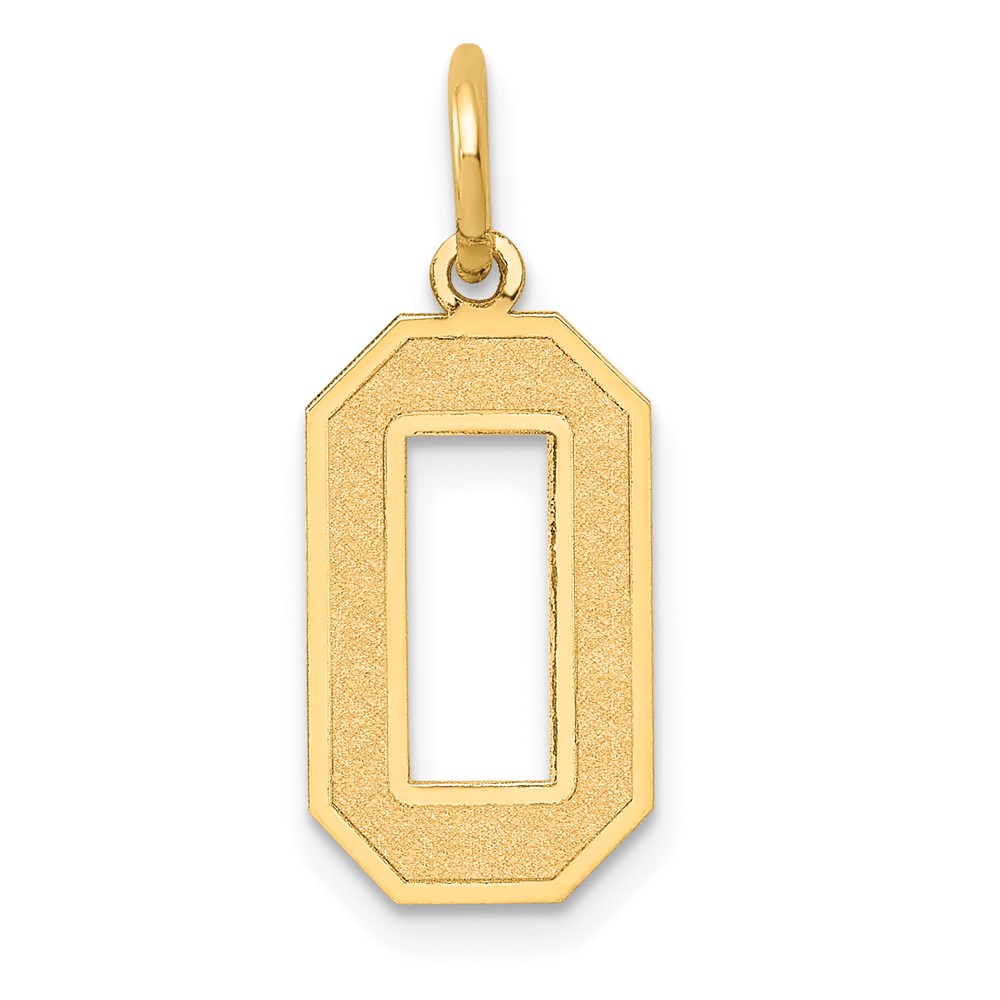 14K Yellow Gold Medium Satin Number 0 Charm