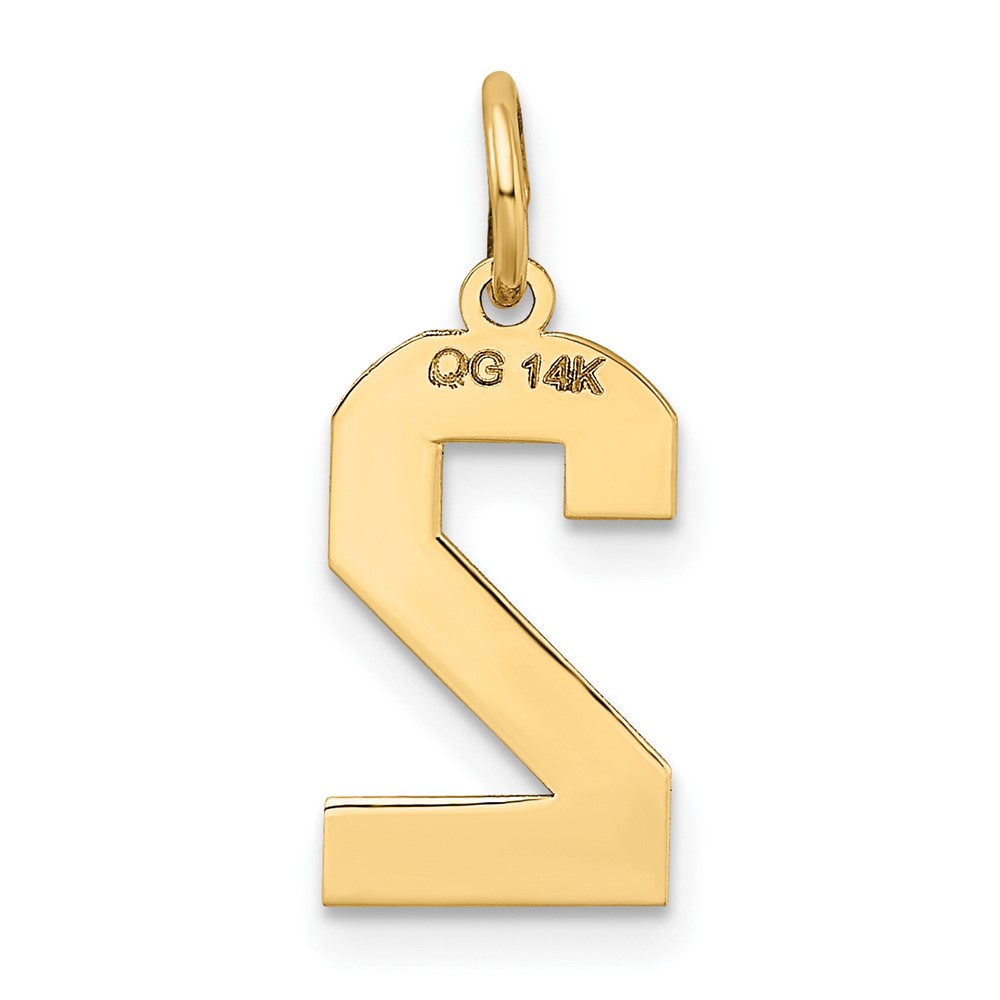 14k Medium Satin Number 2 Charm (LSM02)