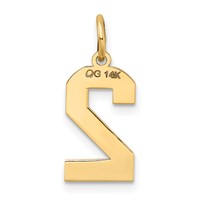 14K Yellow Gold Medium Satin Number 2 Charm view 3