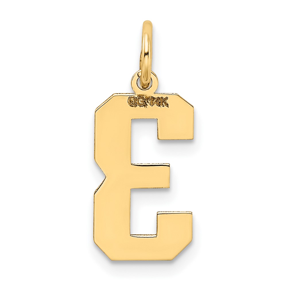 14k Medium Satin Number 3 Charm (LSM03)