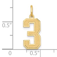 14K Yellow Gold Medium Satin Number 3 Charm view 4