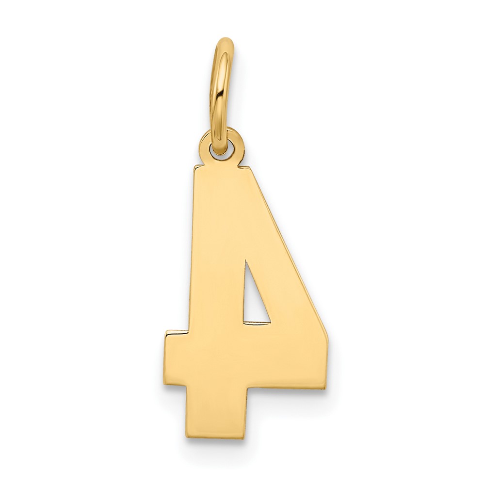 14k Medium Satin Number 4 Charm (LSM04)