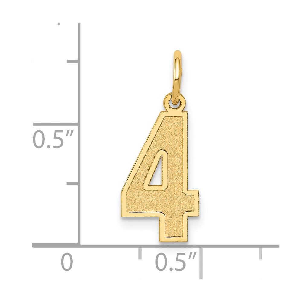 14k Medium Satin Number 4 Charm (LSM04)