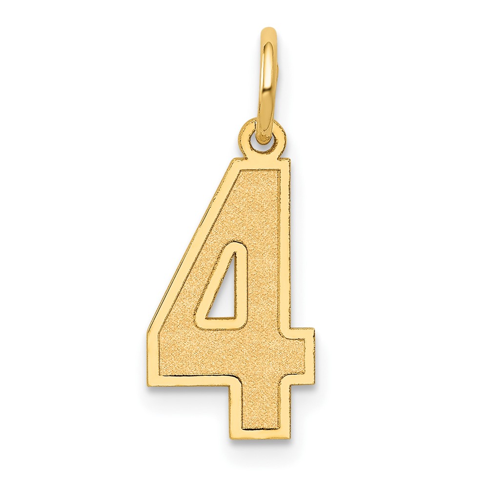 14k Medium Satin Number 4 Charm (LSM04)