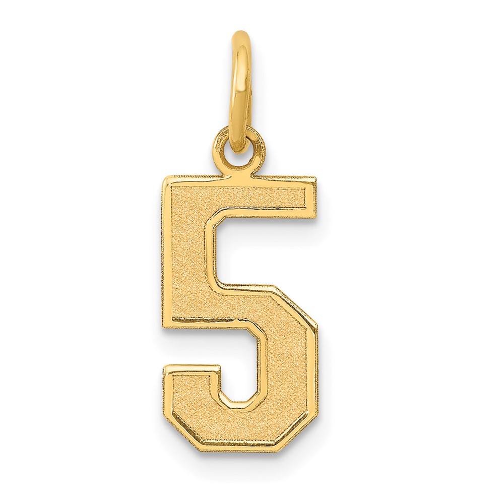 14K Yellow Gold Medium Satin Number 5 Charm