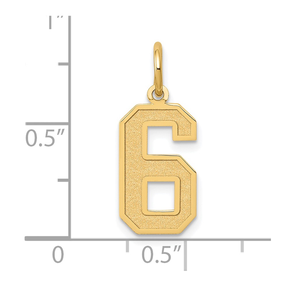14k Medium Satin Number 6 Charm (LSM06)