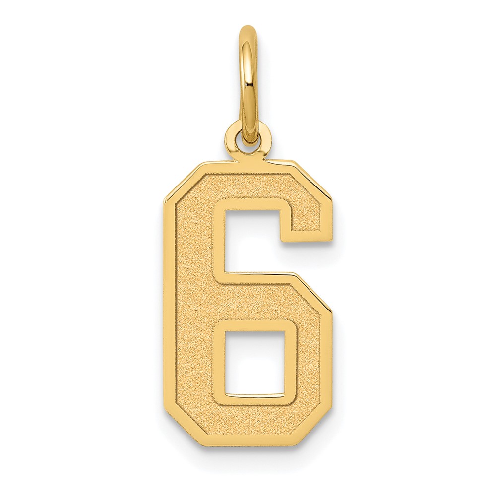 14k Medium Satin Number 6 Charm (LSM06)