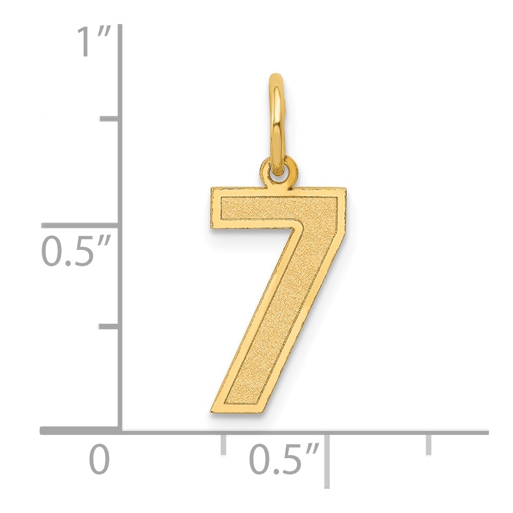 14k Medium Satin Number 7 Charm (LSM07)