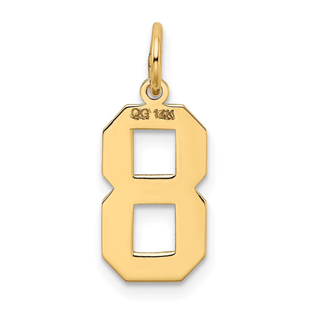 14k Medium Satin Number 8 Charm (LSM08)