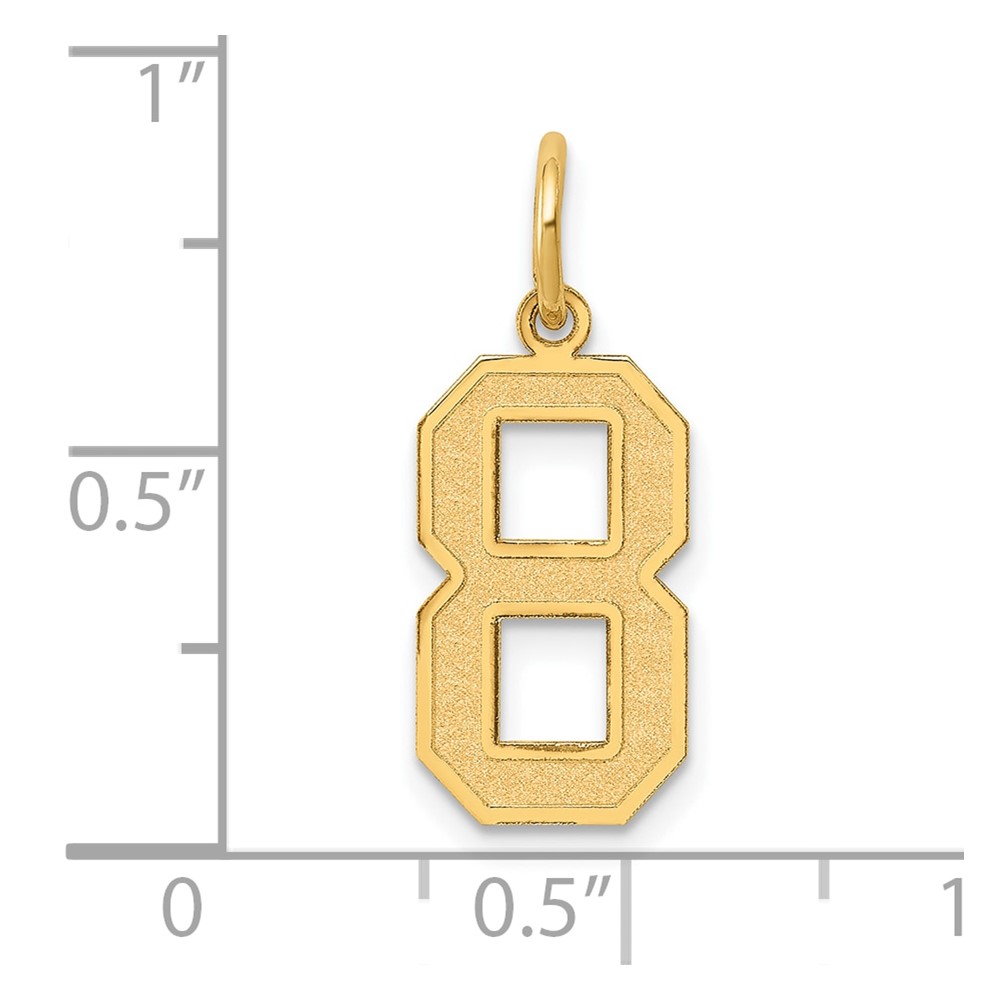 14k Medium Satin Number 8 Charm (LSM08)