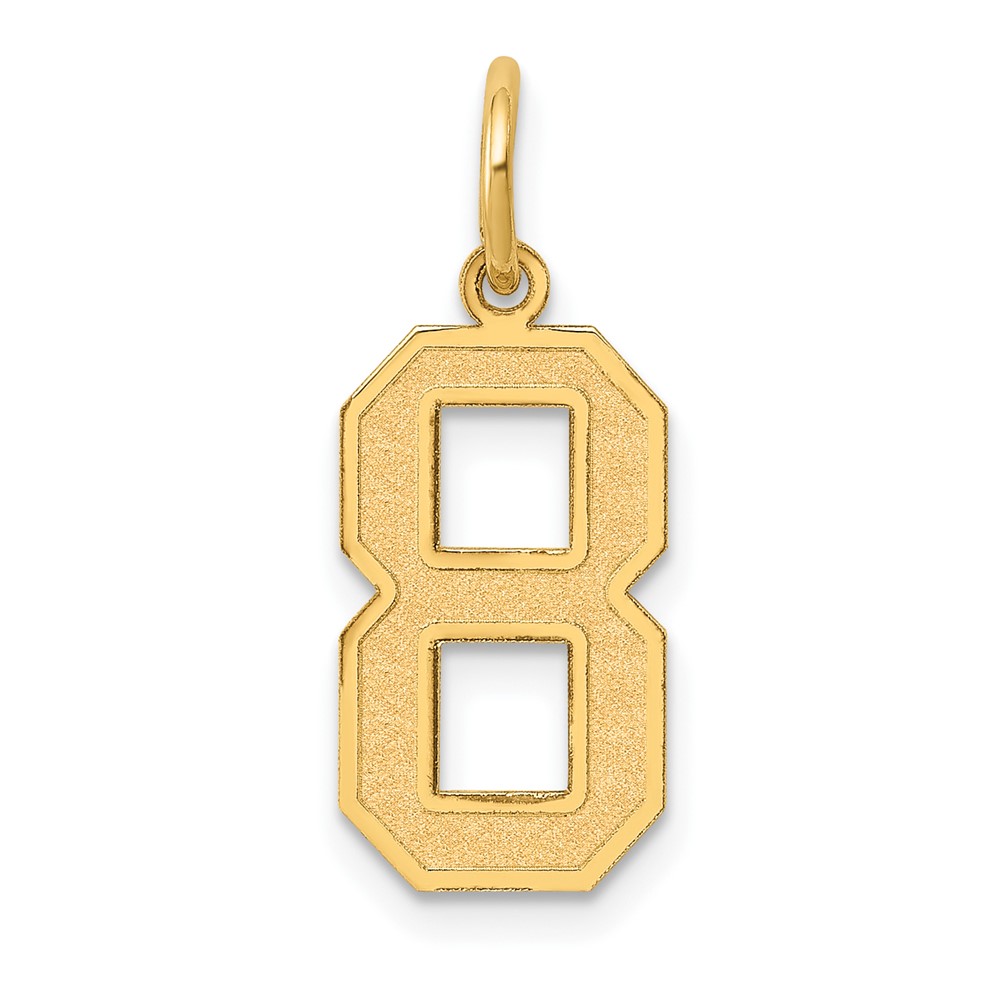 14k Medium Satin Number 8 Charm (LSM08)