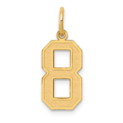 14K Yellow Gold Medium Satin Number 8 Charm