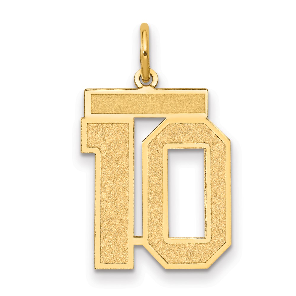 14K Yellow Gold Medium Satin Number 10 Charm