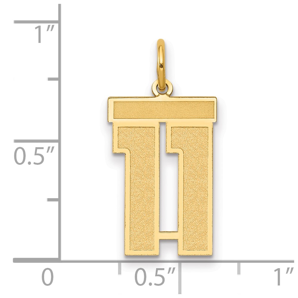 14k Medium Satin Number 11 Charm (LSM11)