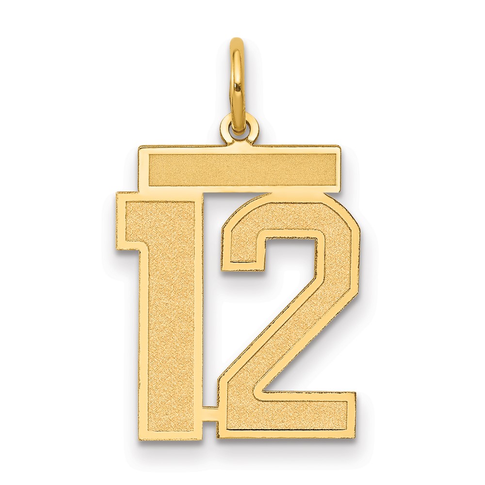 14K Medium Satin Number 12 Charm