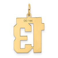 14K Yellow Gold Medium Satin Number 13 Charm view 3