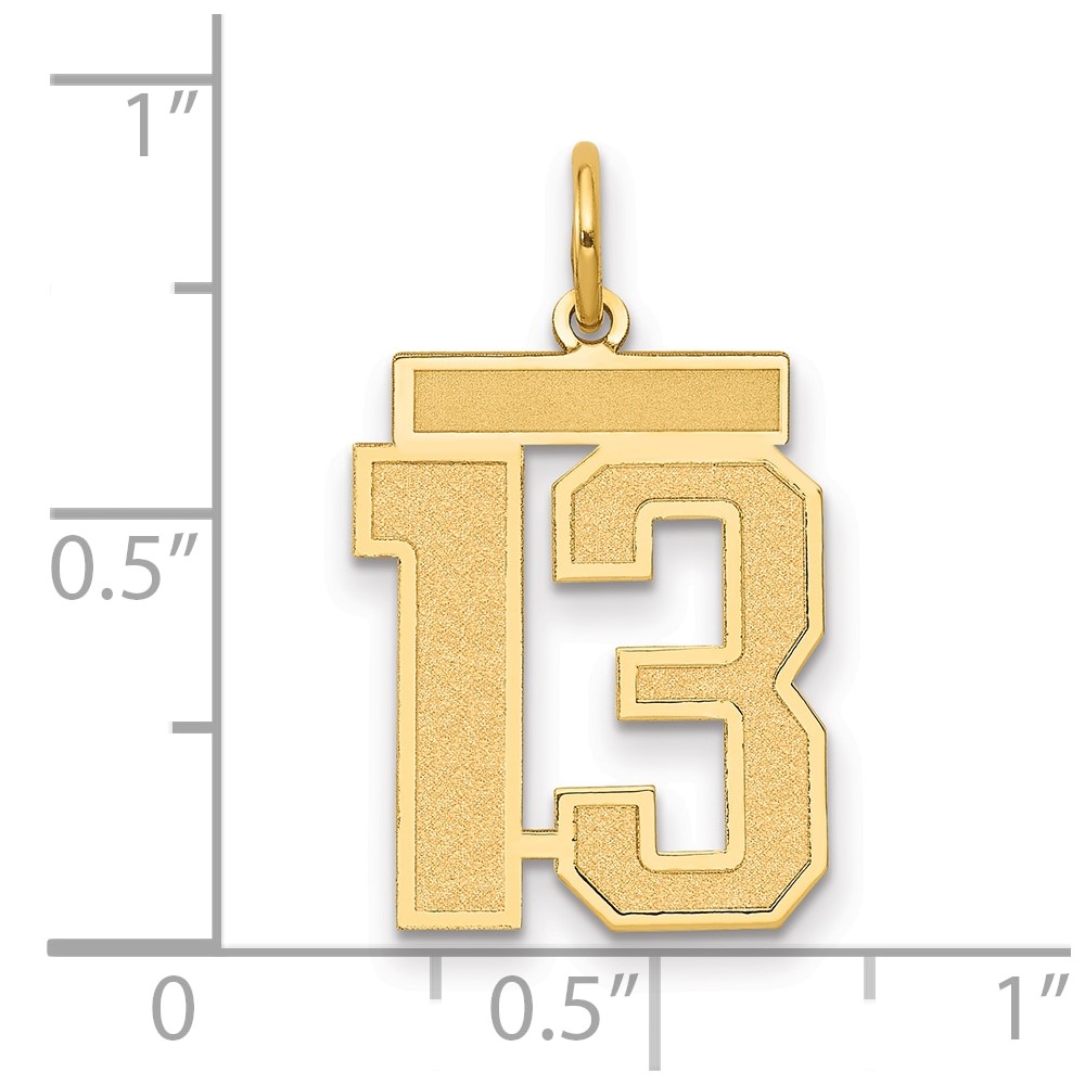14k Medium Satin Number 13 Charm (LSM13)