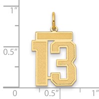 14K Yellow Gold Medium Satin Number 13 Charm view 4