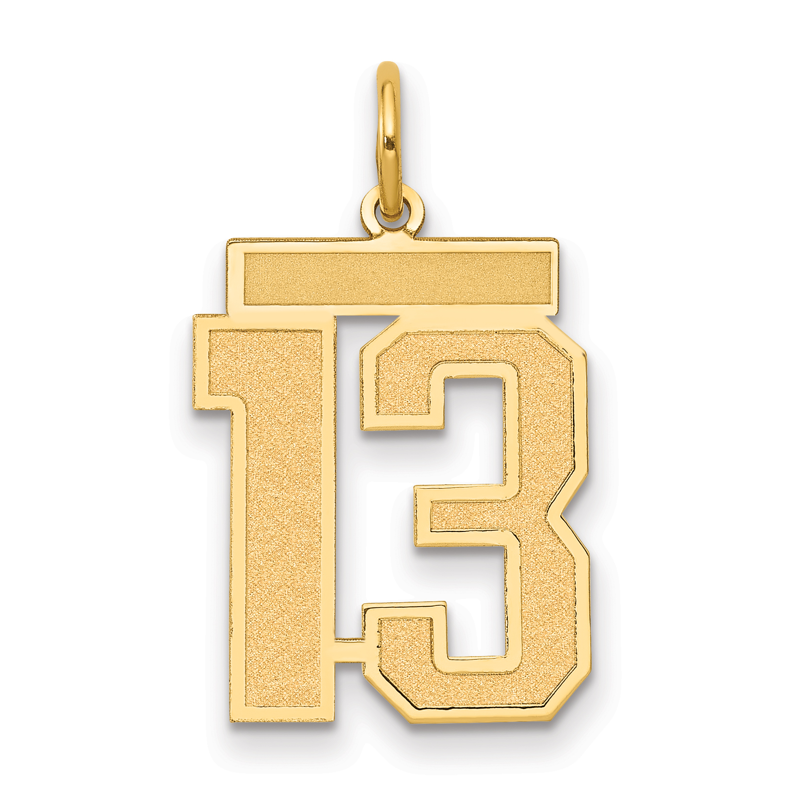 14k Medium Satin Number 13 Charm (LSM13)