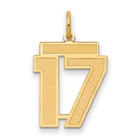 14K Medium Satin Number 17 Charm view 1