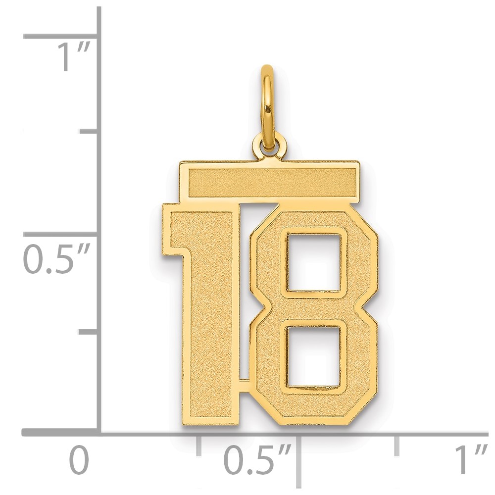 14k Medium Satin Number 18 Charm (LSM18)