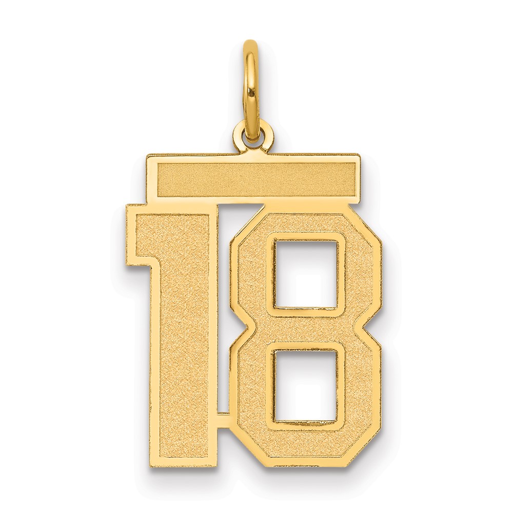 14k Medium Satin Number 18 Charm (LSM18)