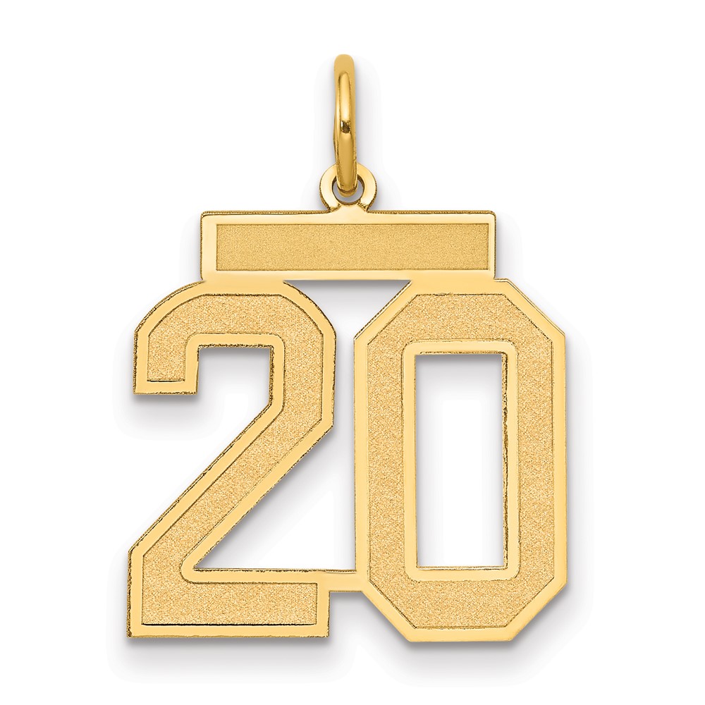 14K Medium Satin Number 20 Charm