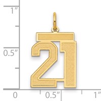 14K Medium Satin Number 21 Charm view 2