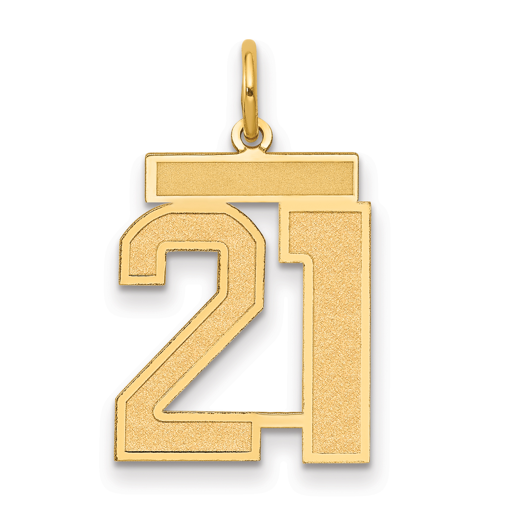 14k Medium Satin Number 21 Charm (LSM21)