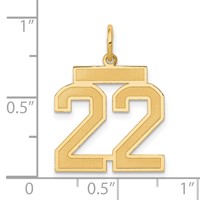 14K Yellow Gold Medium Satin Number 22 Charm view 4