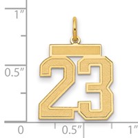 14K Yellow Gold Medium Satin Number 23 Charm view 2