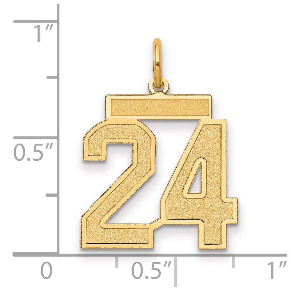 14k Medium Satin Number 24 Charm (LSM24)