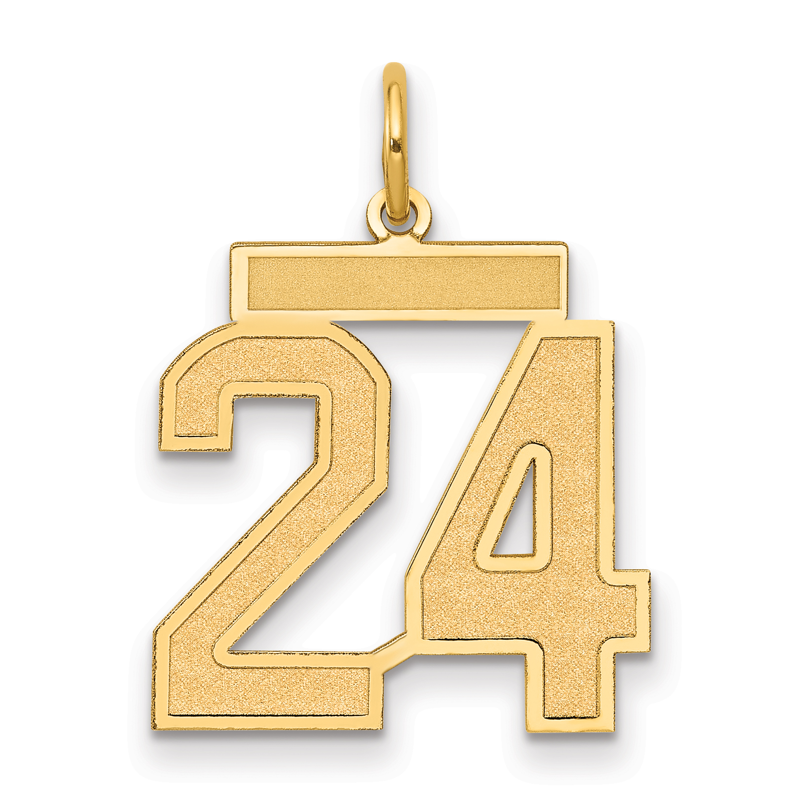 14k Medium Satin Number 24 Charm (LSM24)