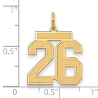 14K Yellow Gold Medium Satin Number 26 Charm view 2