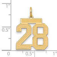 14K Yellow Gold Medium Satin Number 28 Charm view 2