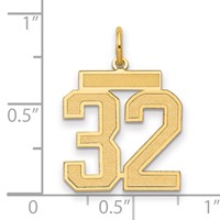 14K Medium Satin Number 32 Charm view 2