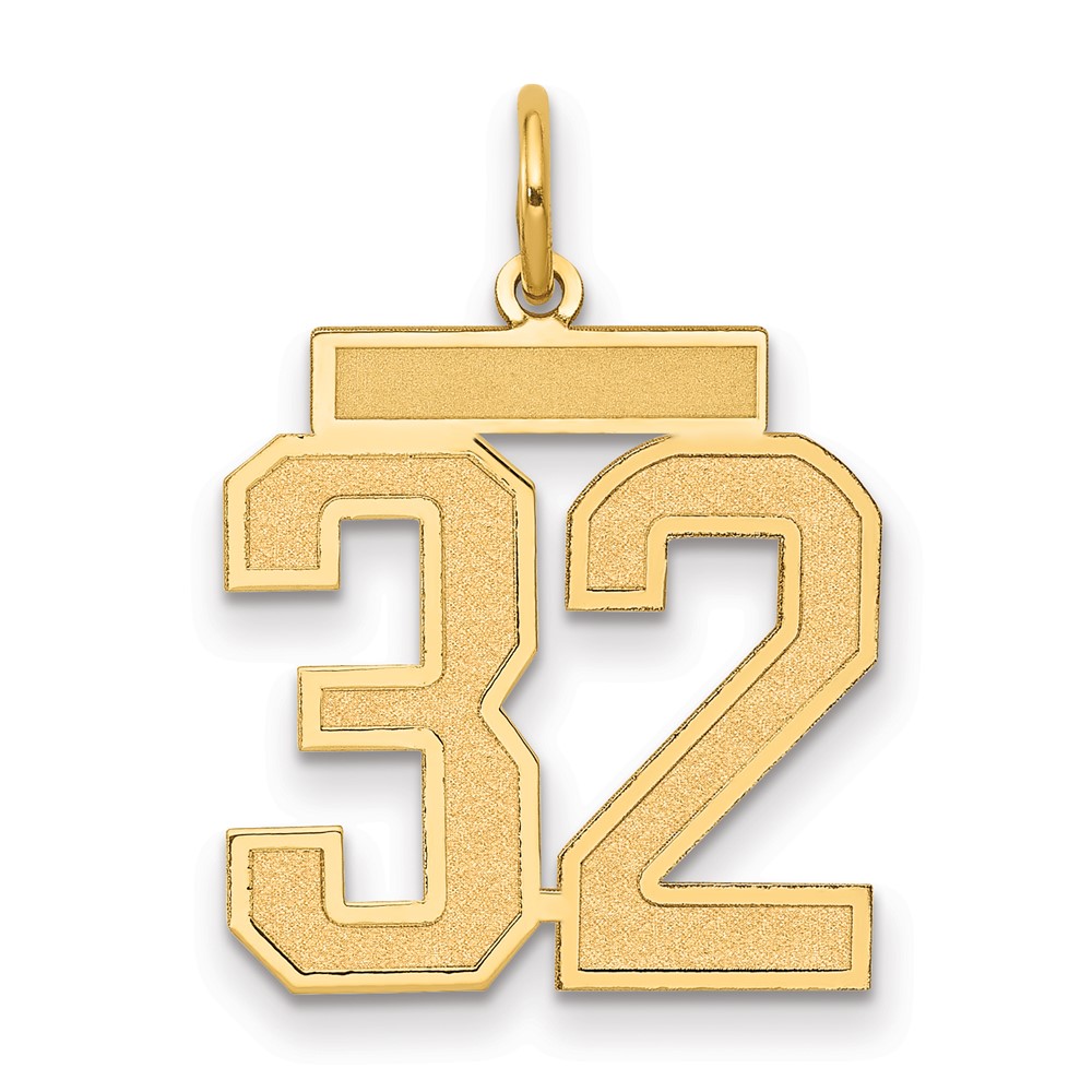 14K Medium Satin Number 32 Charm