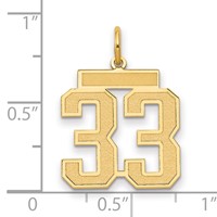 14K Yellow Gold Medium Satin Number 33 Charm view 2