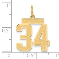 14K Yellow Gold Medium Satin Number 34 Charm view 3