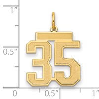 14K Yellow Gold Medium Satin Number 35 Charm view 2