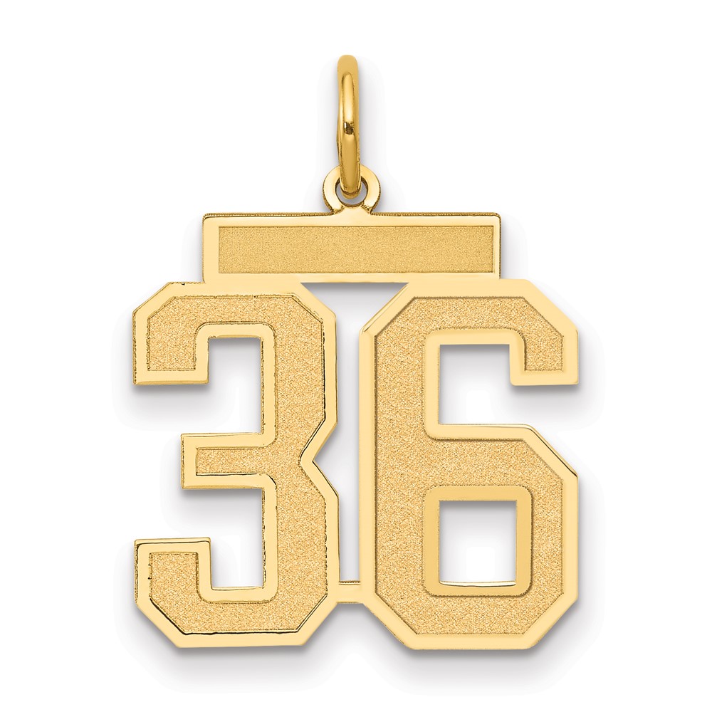 14K Yellow Gold Medium Satin Number 36 Charm