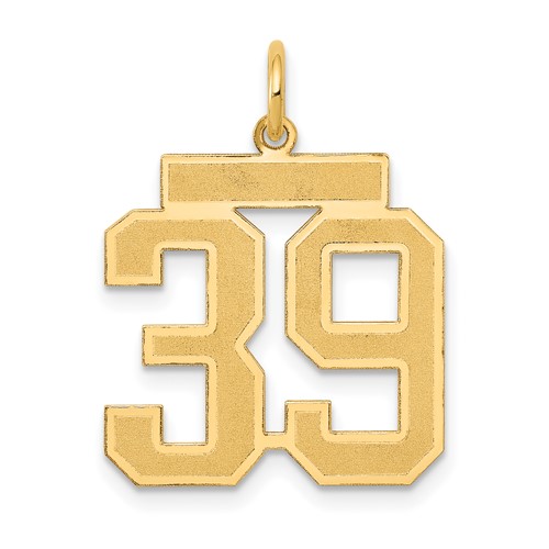 14K Yellow Gold Medium Satin Number 39 Charm