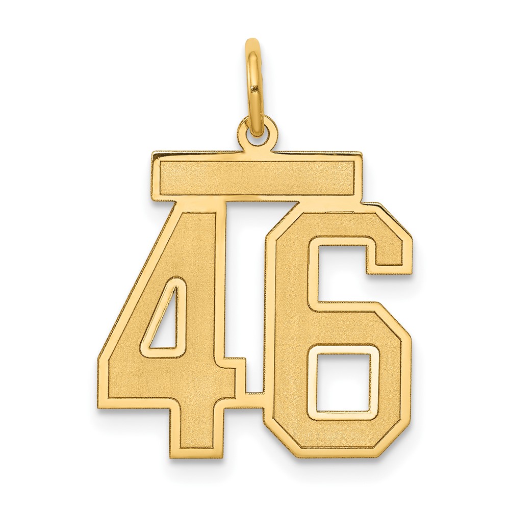 14K Yellow Gold Medium Satin Number 46 Charm