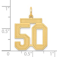 14K Yellow Gold Medium Satin Number 50 Charm view 3