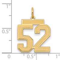 14K Yellow Gold Medium Satin Number 52 Charm view 2