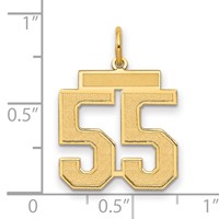 14K Yellow Gold Medium Satin Number 55 Charm view 2