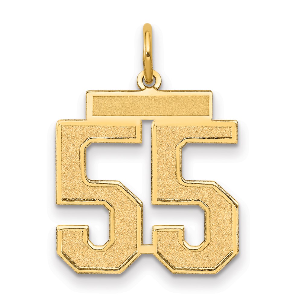14K Yellow Gold Medium Satin Number 55 Charm