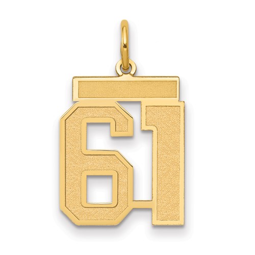 14K Yellow Gold Medium Satin Number 61 Charm