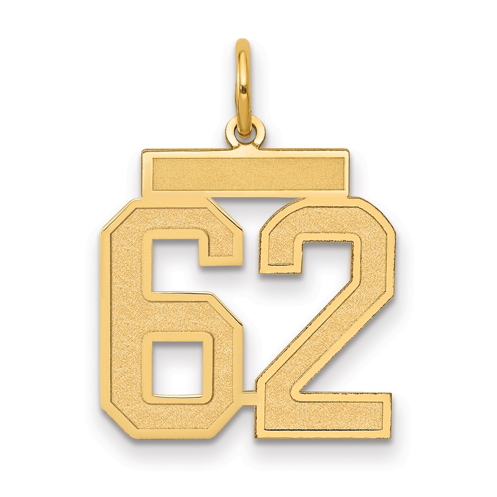 14K Medium Satin Number 62 Charm